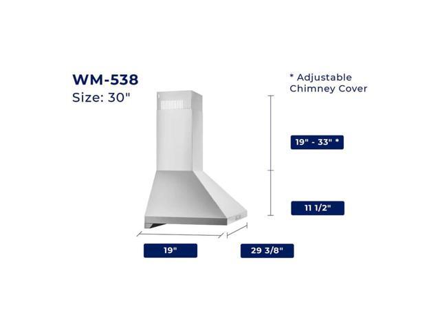 HAUSLANE WM538SS30 30 inch Stainless Convertible Wall Mount Range Hood