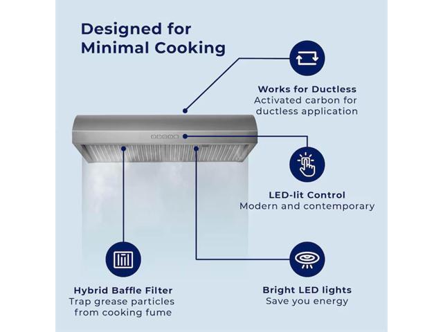 HAUSLANE UCB018SS30 30 inch Stainless Under Cabinet Convertible Range Hood