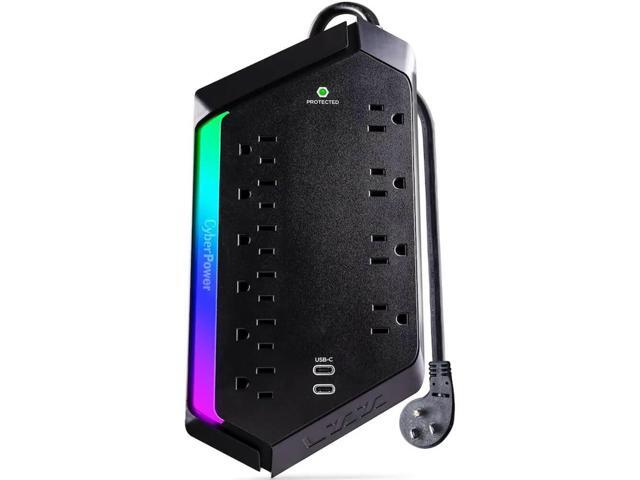 CyberPower - GXS1005C2 10 Outlet Surge Protector with RGB Lighting and USB Charging Ports - Black - image 6