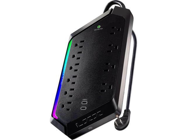 CyberPower - GXS1005C2 10 Outlet Surge Protector with RGB Lighting and USB Charging Ports - Black - image 7