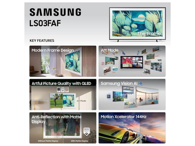 Samsung QN50LS03FKIT 50 inch The Frame LS03F QLED 4K Smart TV Bundle, Quantum HDR, Art Mode, Slim Fit Wall Mount, Alex