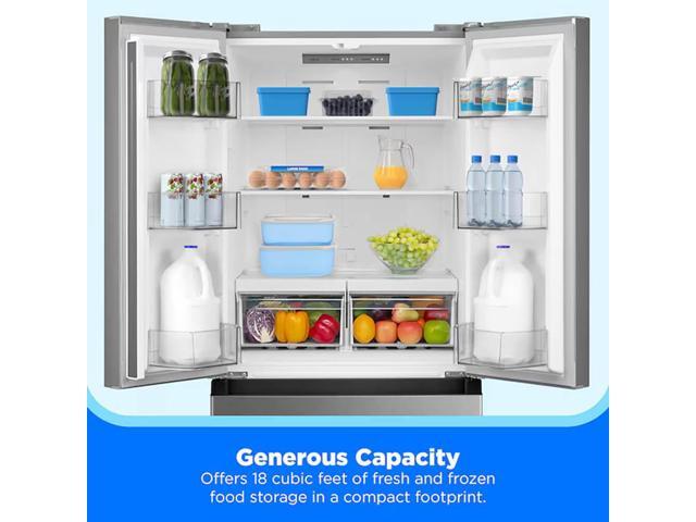 Midea MRF18B4AST 18.4 Cu. Ft. Stainless Steel Counter-Depth French Door Bottom Freezer Refrigerator