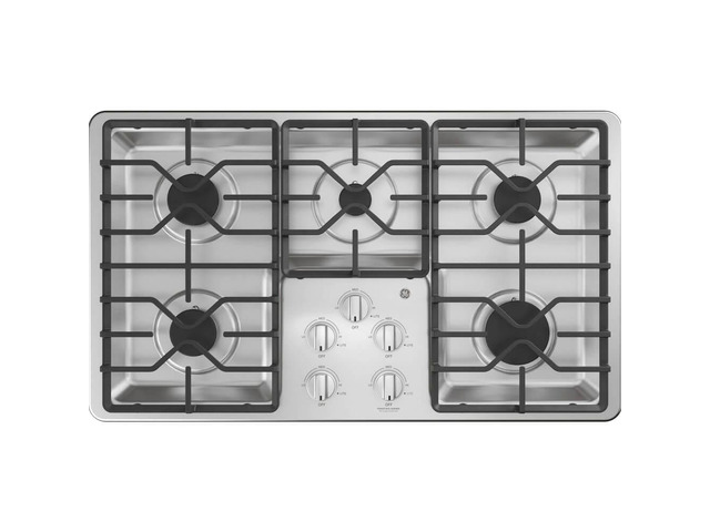 GE JGP3036SLSS 36 inch Stainless Built-In Gas Cooktop with Dishwasher-Safe Grates