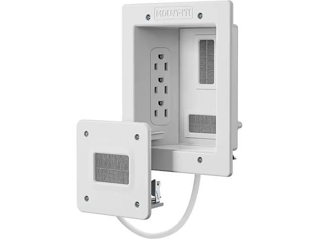 Mount-It! MI7284 In-Wall TV Cable Concealer with Recessed Power - White
