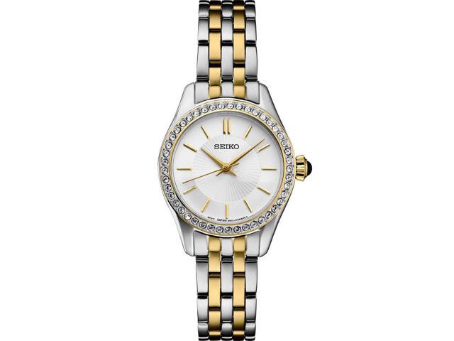 Seiko SUR540 Essentials Crystal Collection Quartz Watch - Two Tone Stainless/White