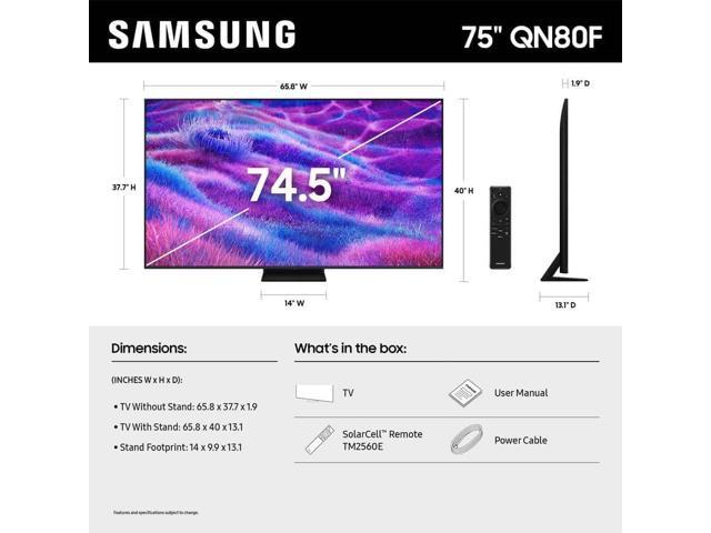 Samsung QN75QN80KIT1 75 inch Class Neo QLED QN80F 4K Vision AI Smart TV (2025) with Mini LED, HDR, Dolby Atmos + HDMI