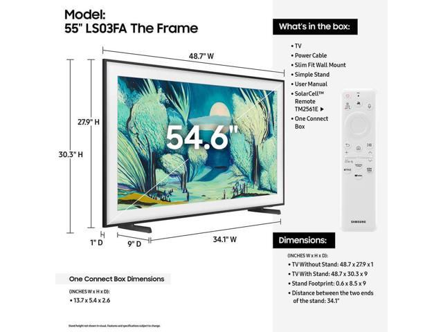 Samsung QN55LS03FKIT 55 inch The Frame LS03F QLED 4K Smart TV Bundle, Quantum HDR, Art Mode, Slim Fit Wall Mount, Alex