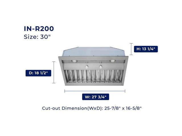 HAUSLANE INR200SS30 30 inch Stainless Convertible Under Cabinet Range Hood Insert