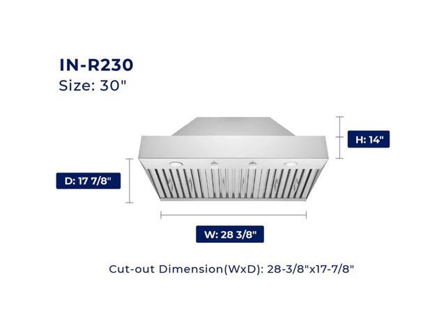 HAUSLANE INR230SS30 30 inch Stainless Built-In Convertible Range Hood Insert