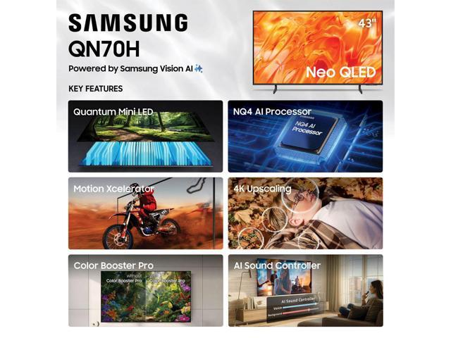 Samsung - 43” Class QN70H Series Neo QLED Mini LED 4K UHD SamsungVision AI Smart Tizen TV (2026) - image 5