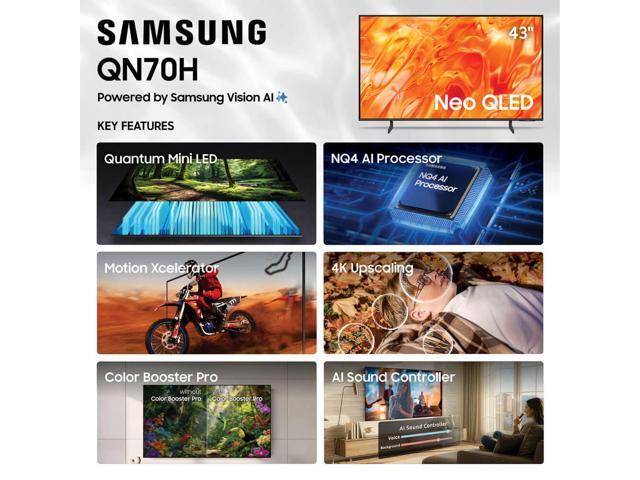 Samsung - 50” Class QN70H Series Neo QLED Mini LED 4K UHD SamsungVision AI Smart Tizen TV (2026) - image 5