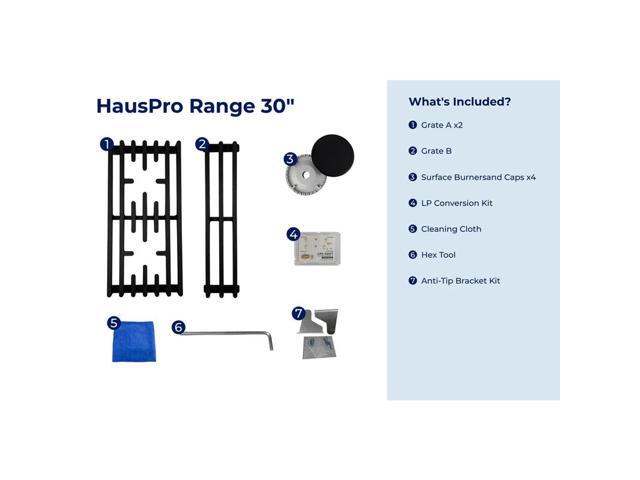 HAUSLANE PRD30BS 4.2 Cu. Ft. Stainless and Black Stainless HausPro Slide-In Dual Fuel Convection Range