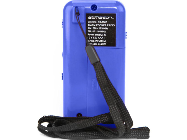 Emerson ER7002BLUE AM/FM Pocket Radio with Headphones - Blue