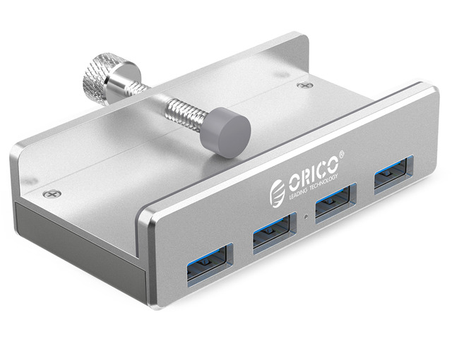 ORICO USB 3.0 Hub Clamp Adapter, Aluminum 4-Port USB Splitter with Extra Power Supply Port and 4.92 FT USB Data Cable, Ultra-Portable USB Expander...