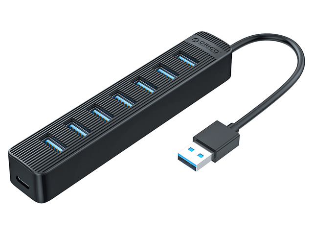 ORICO USB 3.0 Hub, 7 Port Data Hub with Power Supply Port for MacBook, iMac, Surface Pro, XPS, Laptop, Notebook,Flash Drives, Mobile HDD, and More