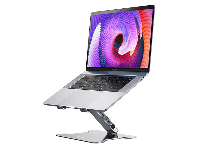 Aluminum Laptop Stand, ORICO Laptop Holder Riser Computer Tablet Stand Built with 4x USB 3.0 HUB Adjustable Portable Multi-Angle Stand Notebook...