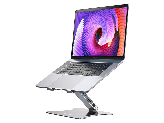 Laptop Stand Adjustable Height, ORICO Aluminum Laptop Riser with Extra Power Supply 2 USB A Hub SD Card Compatible with 10-17' Laptop Tablet...