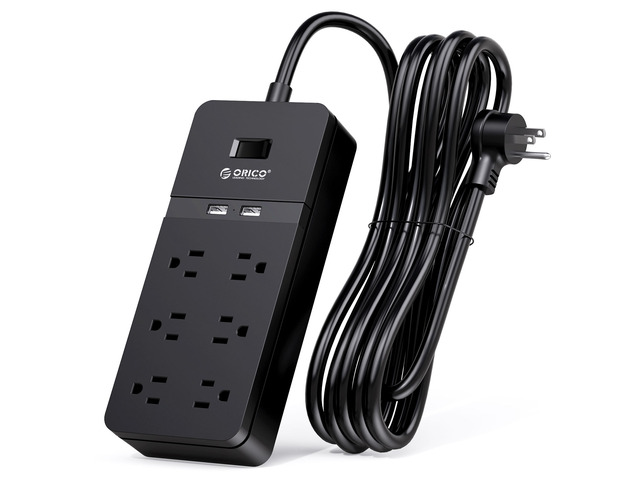 ORICO 15 FT Power Strip 6-Outlet Surge Protector Provides a total power output of 1875W with 2 smart USB Charging Port Wall Mount for...