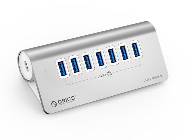 ORICO Aluminum 10Gbps USB 3.2 HUB 4 Port SuperSpeed Powered PD60W Charger Type C Splitter With Power Adapter for MacBook PC Accessories Silver 7 x...