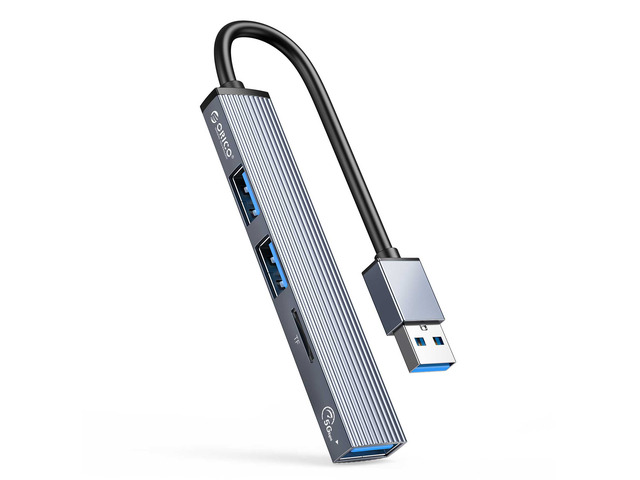 Aluminum 4 Port USB 3.0 HUB, ORICO USB3.0 to USB 3.0, 2 x USB 2.0, 1 x SD & TF Ultra Slim Portable Splitter Card Reader Adapter for MacBook Pro,...