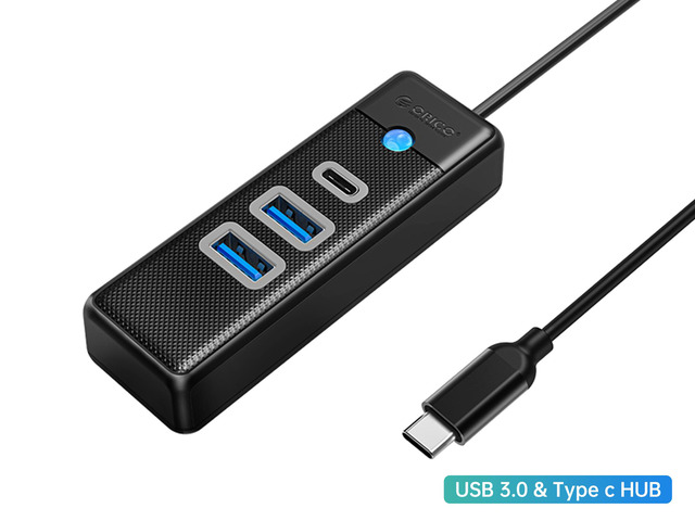 ORICO USB C Hub 3 Ports USB 3.1 Type C to USB 3.0 Hub Adapter with 2 USB A, 1 Type C for Laptop, Mobile Phone, Tablet with 0.5ft Cable, Compatible...