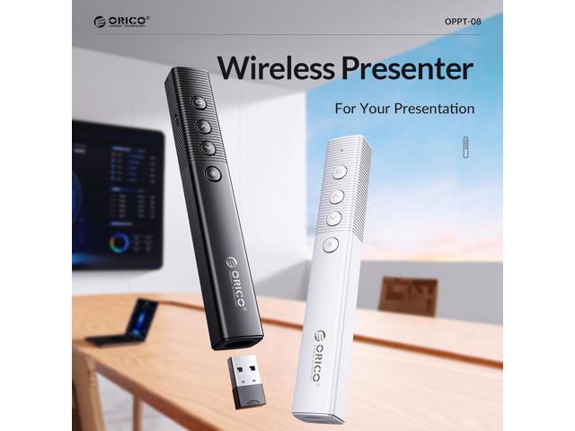 ORICO 2.4 GHz Wireless Presenter Clicker for Presentation Remote Powerpoint Clicker Slide Advancer White (2 Pack)