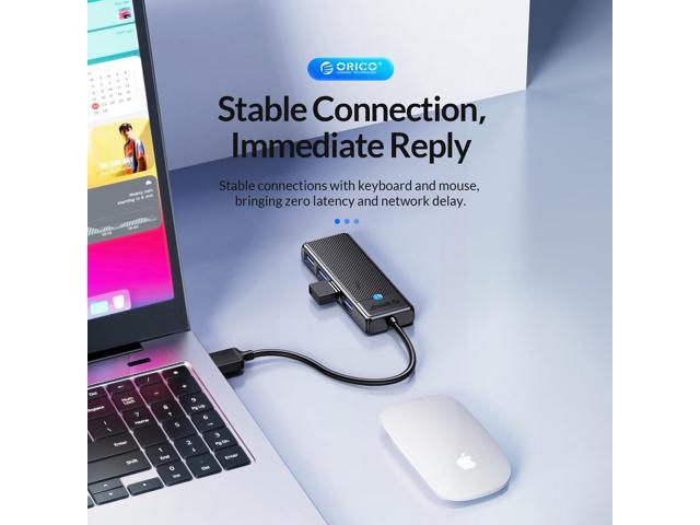 ORICO 4-Port USB 3.0 Hub, Ultra-Slim Data USB Hub with 0.5ft Extended Cable for Windows,XP, Vista,Windows, Linux and Mac Desktop or Laptop -Black
