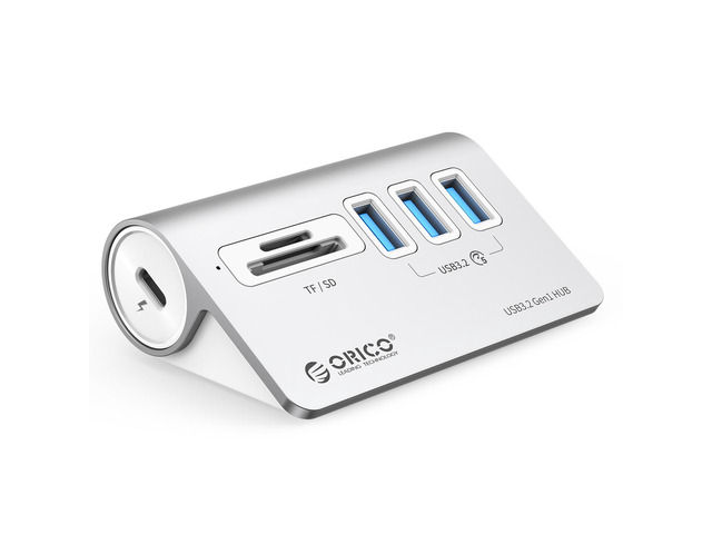 ORICO USB 3.0 Hub Aluminum with Card Reader [5Gbps], 3 Port USB Hub with 1.64Ft USB-C Cable and USB-A Adapter USB Splitter for iMac, All MacBooks,...