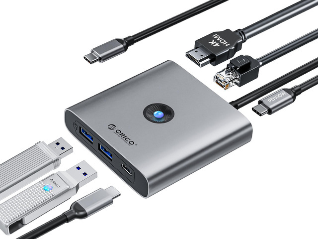 ORICO 6 in 1 Laptop Docking Station with HDMI-Compatible 4K60Hz, 2 USB A 1 USB C Port, PD 100W, 2.5G Gigabit Ethernet Type C Multiport Adapter for...