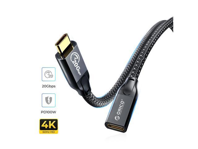 ORICO Type C Extension Cable 3.3ft 20Gbps Data Transfer Fast Charge 100W HD 4K @60Hz Braided Type C Cord Male to Female for MacBook Pro 2020, iPad...