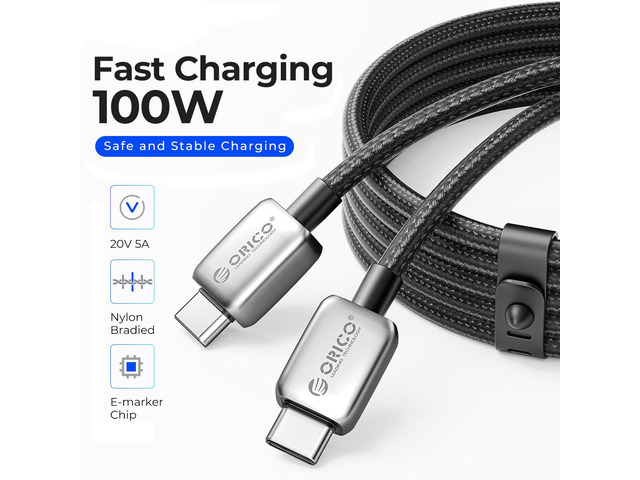 ORICO USB C to USB C Cable 100W Super Fast Zinc Alloy Head Design Type C Charging Cable for MacBook Pro Samsung Galaxy S21, Pixel, Switch 3.3 ft
