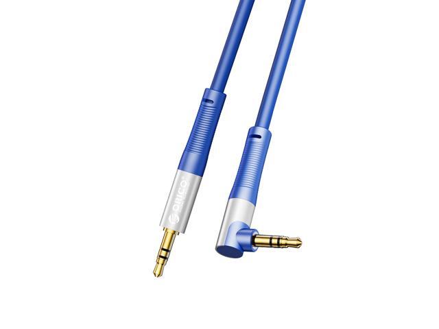 ORICO 3.5mm Aux Cable Jack Audio Cord Male to Male Hi-Fi Sound Liquid Silicone for Headphones iPhone Speaker Car iPad 16ft Left Angle-Blue