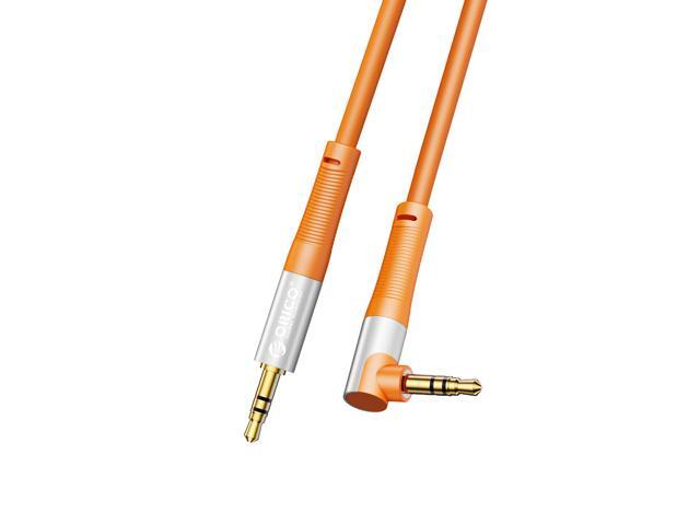 ORICO 3.5mm Aux Cable Jack Audio Cord Male to Male Hi-Fi Sound Liquid Silicone for Headphones iPhone Speaker Car iPad 6.56ft Left Angle-Orange