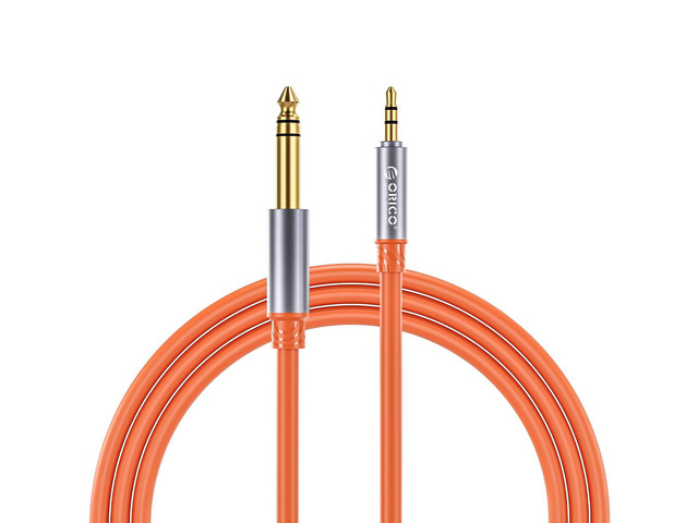ORICO 3.5mm to 6.35mm Audio Cable 1/8 to 1/4 Stereo Cable Aux Cord Hi-Fi Sound Liquid Silicone for Guitar Amplifiers Laptop 6.56ft Straight-Orange