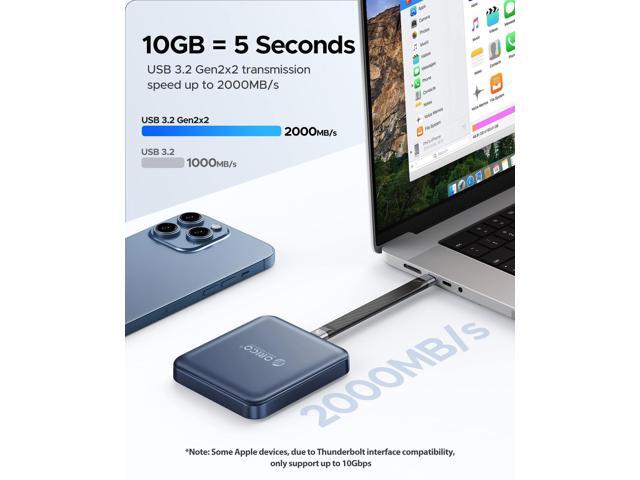 ORICO 512GB Magnetic External SSD, 2000MB/s High Speed Portable Solid State Drive, 4K ProRes HDR Video Storage, USB-C Compatible for Smartphones,...