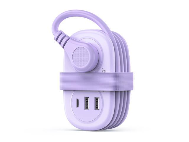ORICO Pocket Power Strip for Travel, 5 in 1 Extension Cord with 2 AC Outlets 2 USB-A and 1 USB-C Ports, 3.7 ft Flat Plug Wrapped Around Power Strip...