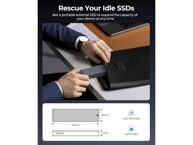 ORICO M.2 NVMe SSD Enclosure, USB 3.1 Gen 2 (10 Gbps) PCIe External Adapter NVMe Case for 2230/2242/2260/2280 M.2 SSD up to 8TB, UASP Supported - M2PV