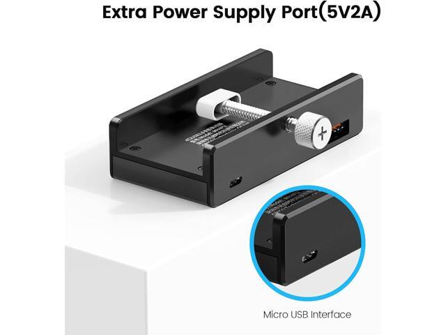 ORICO USB 3.0 Hub, USB Hub Clamp, Aluminum 4-Port USB Splitter with Extra Power Supply Port and 4.92 FT USB Data Cable, Desktop Powered USB Hub for...