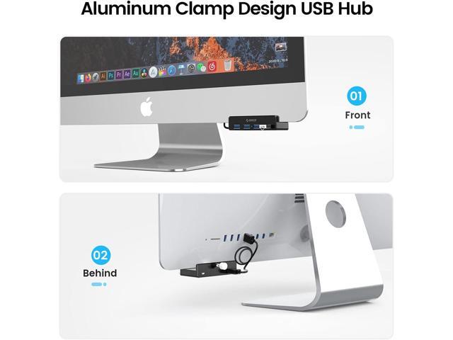 ORICO USB 3.0 Hub, USB Hub Clamp, Aluminum 4-Port USB Splitter with Extra Power Supply Port and 4.92 FT USB Data Cable, Desktop Powered USB Hub for...