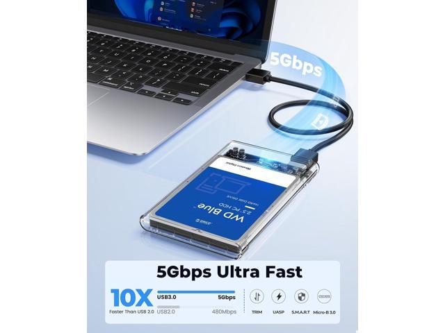 ORICO 2.5'' External Hard Drive Enclosure USB 3.0 to SATA III Tool-Free Clear Hard Disk Case for 2.5 inch 7mm 9.5mm SATA HDD SSD Max 6TB Support...