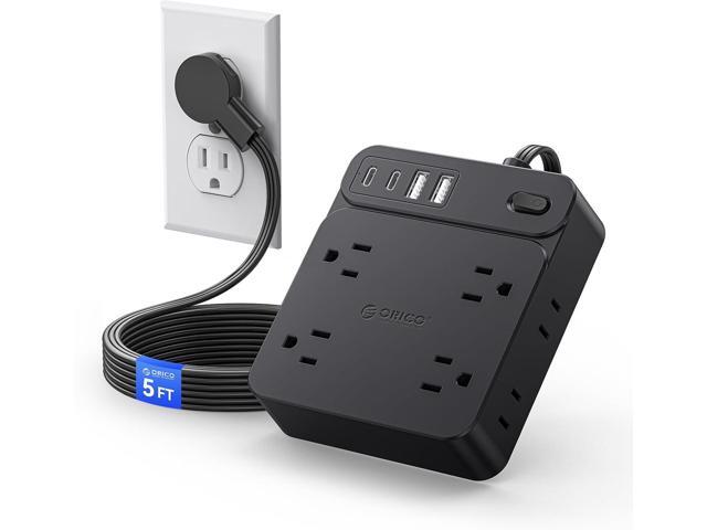 ORICO Surge Protector Extension Cord, 12 in 1 Power Strip with 8 AC Outlets 2 USB-A and 2 USB-C Ports, 5 ft Flat Plug Power Strip, Mountable Outlet...