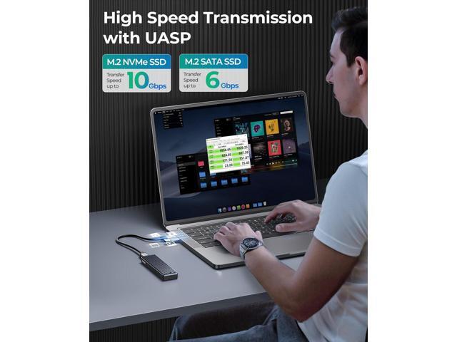 ORICO M.2 NVMe SATA SSD Enclosure, USB 3.1 Gen 2 (10 Gbps) to PCI-E SSD Case Support UASP for Size 2230/2242/2260/2280 (M.2 NVMe/SATA)