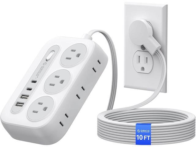 ORICO Surge Protector Power Strip, Multiple Outlets Extension Cord with 6 AC Outlets 2 USB-A and 2 USB-C Ports, 10 ft Long Flat Plug Power Strip,...