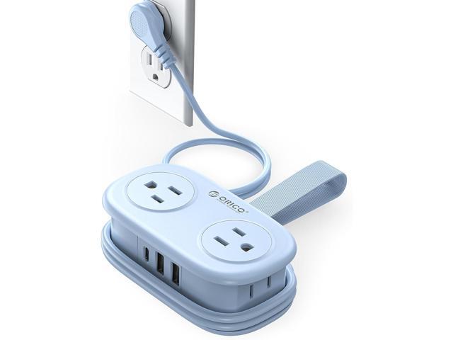 Travel Power Strip, ORICO 4 Outlets 3 USB Ports (1 USB C) with 4FT Wrapped Short Extension Cord Small Power Strip, Compact for Hotel Travel...