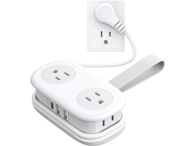 ORICO Travel Power Strip, 4 Outlets 3 USB Ports (1 USB C) with 4FT Wrapped Short Extension Cord, Compact Power Strip for Hotel Travel Cruise Ship...