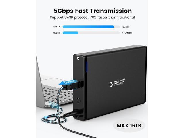 ORICO 3.5 Inch External Hard Drive Enclosure with Removable Enclosure USB 3.0 to SATA 3.0 5Gbps for SATA 3.5 Inch HDD with 12V 2A Power Supply...
