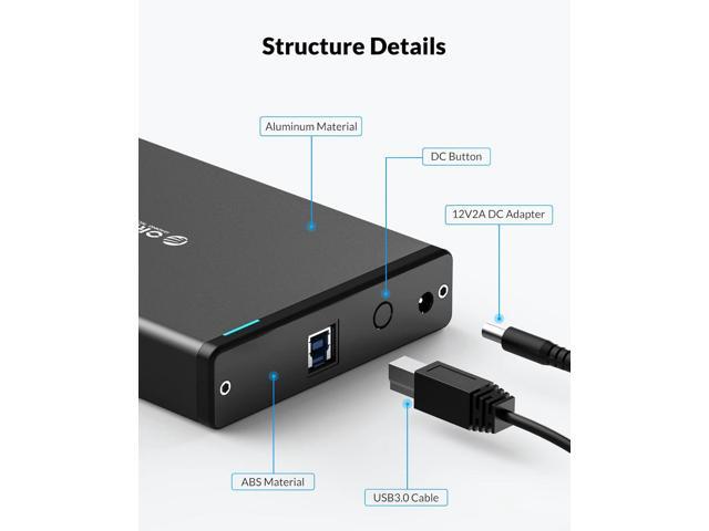 ORICO 3.5 Inch External Hard Drive Enclosure with Removable Enclosure USB 3.0 to SATA 3.0 5Gbps for SATA 3.5 Inch HDD with 12V 2A Power Supply...