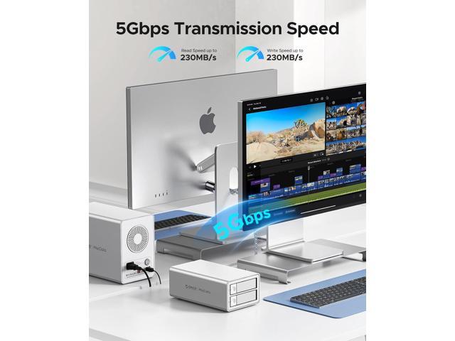 ORICO 2 Bay RAID Hard Drive Enclosure USB3.0 with Cooling Fan for 2.5/3.5' SATA HDD/SSD Max up to 44TB Independent Bracket Compatible for...
