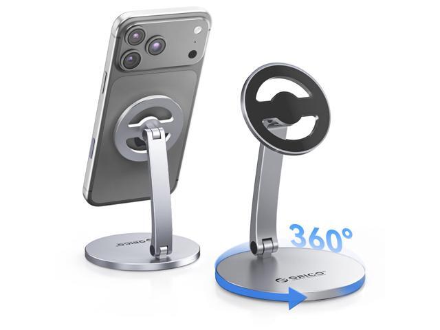 ORICO Aluminum Phone Stand for Desk, Adjustable Metal Phone Holder with Stable Support and Smooth 360° Rotation for Smartphones up to 6.9 Inches ...