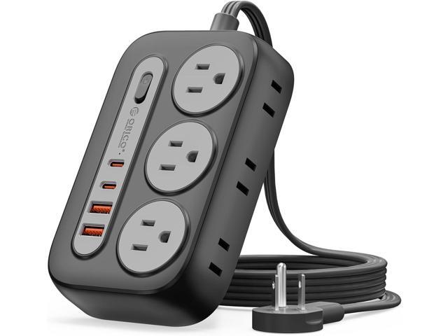 ORICO Surge Protector Power Strip, Multiple Outlets Extension Cord with 6 AC Outlets 2 USB-A and 2 USB-C Ports, 10 ft Long Flat Plug Power Strip,...